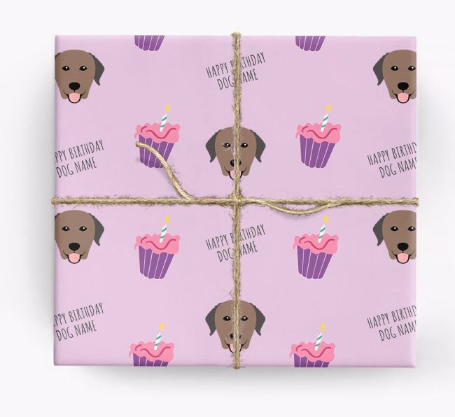 Personalised 'Happy Birthday' Cupcake Wrapping Paper with {breedFullName} Icons